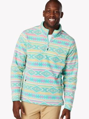 Men's‎ Chubbies The Flame Commander Pastel Quarter Zip Fleece Pullover XL Aztec